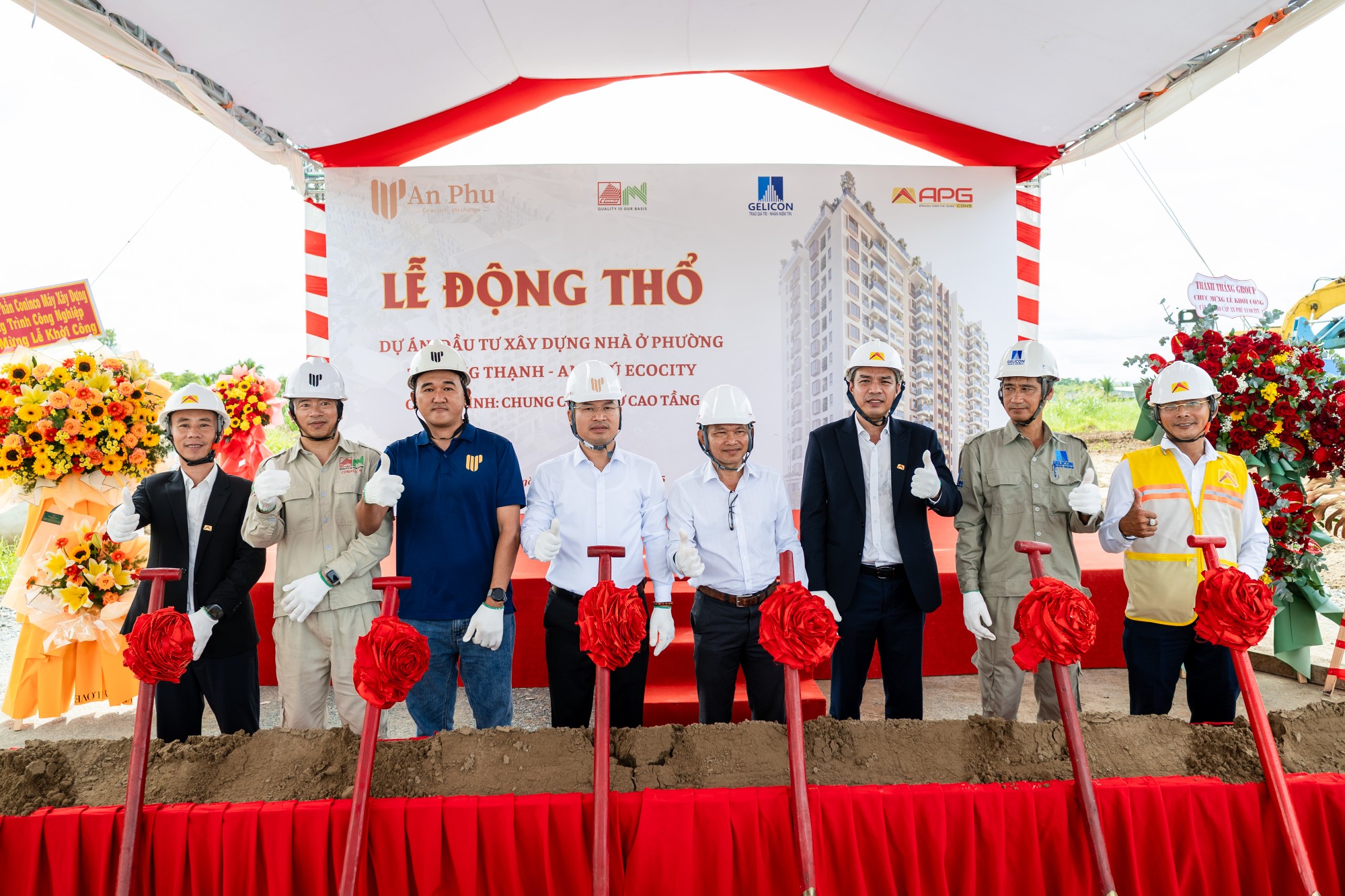 LỄ ĐỘNG THỔ CÔNG TRÌNH CHUNG CƯ NHÀ Ở CÂO TẦNG THUỘC DỰ ÁN ĐẦU TƯ XÂY DỰNG NHÀ Ở PHƯỜNG THƯỜNG THẠNH - AN PHÚ ECOCITY